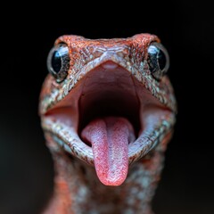 Wall Mural - Close-up of a colorful frog's open mouth