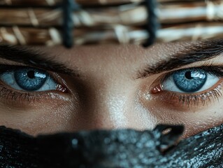 Canvas Print - Intense blue eyes close-up