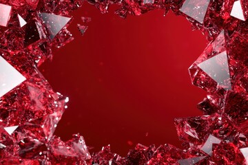 Sticker - Shattered red glass abstract background