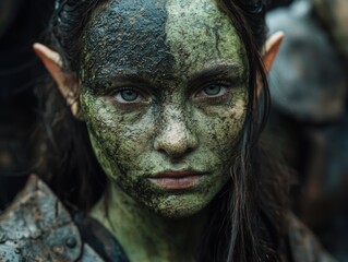 Poster - Mysterious elf-like creature with green skin and piercing eyes