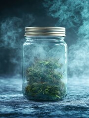 Wall Mural - Mystical moss in a glass jar