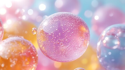 Canvas Print - Abstract background with colorful orbs, bubbles, and bokeh.