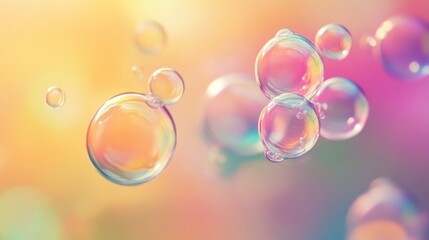 Poster - Colorful soap bubbles with soft focus, abstract background. Playful and whimsical concept