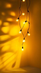 Poster - Hanging string lights casting shadows on yellow wall