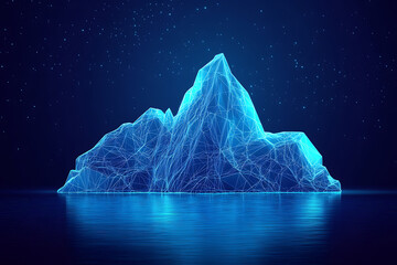 Wall Mural - Wireframe iceberg on blue background
