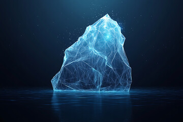 Wall Mural - Iceberg in wireframe style on blue background
