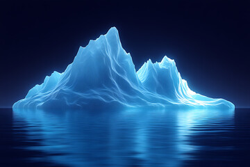 Wall Mural - Wireframe iceberg on blue background
