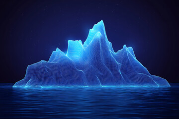 Wall Mural - Wireframe iceberg on blue background
