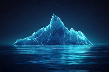 Wall Mural - Wireframe iceberg on blue background
