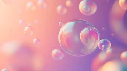 Poster - Soap bubbles against a pastel backdrop, dreamy atmosphere. Abstract and whimsical concept
