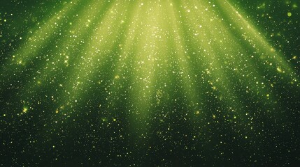 Wall Mural - Green Glitter Background with Light Rays and Sparkle Effect