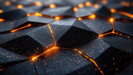 Wall Mural - Abstract Geometric Pattern with Glowing Edges