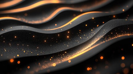 Wall Mural - Abstract Black and Gold Wavy Background