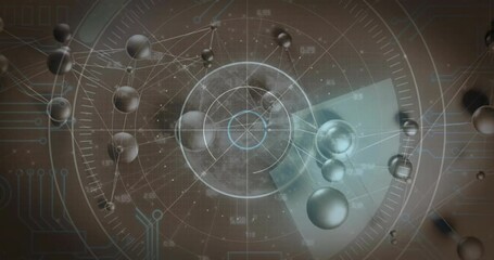 Poster - Animation of shapes moving over data processing and scope scanning