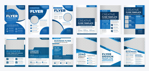 Sticker - set of business flyer template with minimalist layout and modern style use for promotion kit	