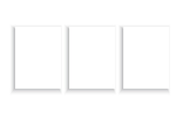 Poster - Framed blank panels. Minimal white background. Geometric shadow effect. Vector design.