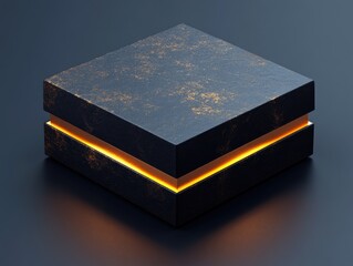 Wall Mural - Glowing Black Box on Dark Background