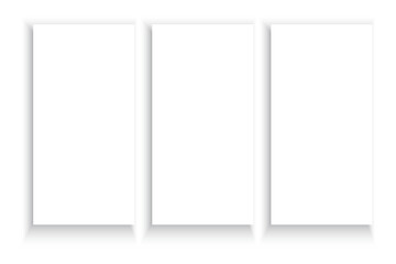 Poster - Three vertical white frames with soft shadows. Simple minimalist design. Clean geometric layout.