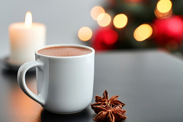 A glass with a hot chocolate cup