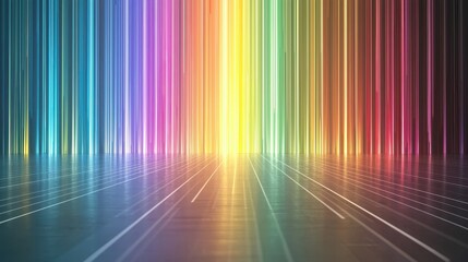 Poster - Abstract Rainbow Neon Lights with Reflective Floor Background