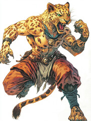 Wall Mural - Character illustration of an anthropomorphic Leopard