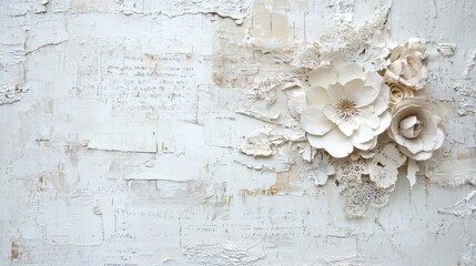 Poster - White Flowers on Cracked and Textured Wall