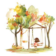 Adorable and Easy Watercolor Illustration: A Day at the Park with a Cartoon Twist