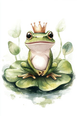 A happy frog sitting on a lily pad