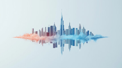 Canvas Print - Minimalist city skyline with reflection.