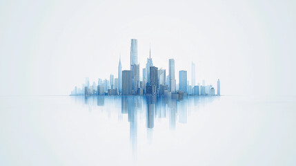 Wall Mural - Minimalist city skyline with reflection.