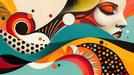 Wall Mural - An abstract artwork focusing on mental health advocacy, using bold colors and symbolic imagery to promote awareness and understanding.