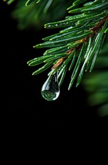 Poster - Water drop on pine needle