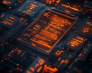 Aufkleber - Advanced hacking software interface with complex algorithms, encrypted communication channels, and a dark, hightech background