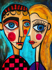 Surrealism ilustration A man and a woman with blonde hair