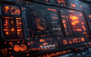 Aufkleber - Futuristic digital security interface with complex encryption algorithms, realtime monitoring, and automated threat detection in a sleek environment