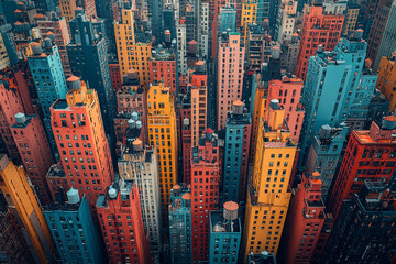 Poster - a vibrant cityscape where each building and street represents a different field of study or thought 