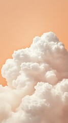 Aufkleber - Fluffy white clouds against an orange sky, serene atmosphere. Nature and tranquility concept