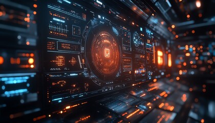 Poster - Closeup of a black hat hacker s workstation, featuring malicious software, realtime data breaches, and sophisticated digital security bypass tools