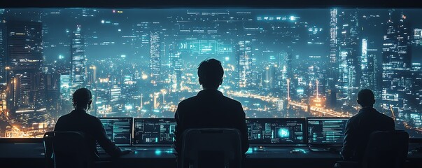 Aufkleber - Futuristic ethical hacking simulation with detailed visualizations of security vulnerabilities, attack vectors, and defensive strategies in a hightech setting