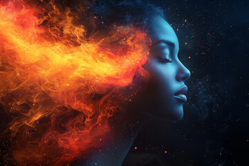 Wall Mural - a colorful spectrum of light flowing from an open mind, symbolizing diverse thoughts and brilliant i