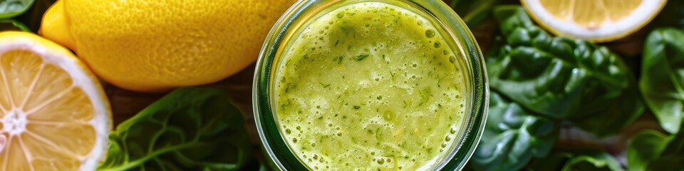 Poster - Revitalizing green smoothie made with fresh lemons