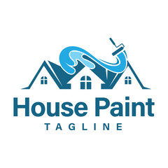 House paint logo design template. House Paint logo suitable for Residential property repair business.