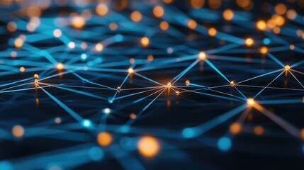 Fototapete - Digital network connections glowing in a geometric pattern