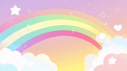 Abstract kawaii Colorful Sky rainbow background. Soft gradient pastel Comic graphic. Concept for good wedding card design or presentation