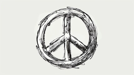 a hand-drawn peace sign on a white background.