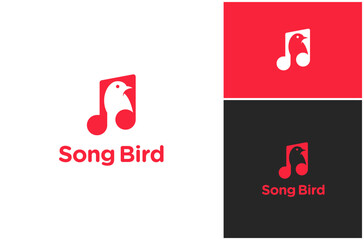 Bird Finch Robin Sparrow Music Song Musical Sing Negative Space Vector Logo Design Illustration