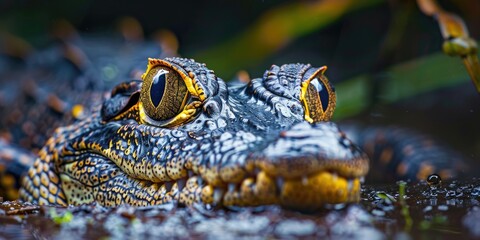 Wall Mural - Close-Up View of a Young Relaxed Crocodile