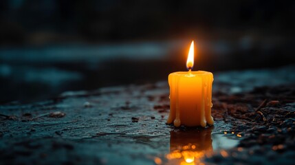 Wall Mural - A single candle in the wind struggling to stay lit, [resilience], [fragile hope amidst adversity]