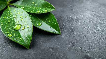 Canvas Print - green leaf adorned with glistening water droplets, symbolizing nature’s resilience and the cycle of life. Represents environmental sustainability, carbon reduction, and the beauty of natural elements