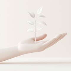 Poster - White hand holding a white plant.